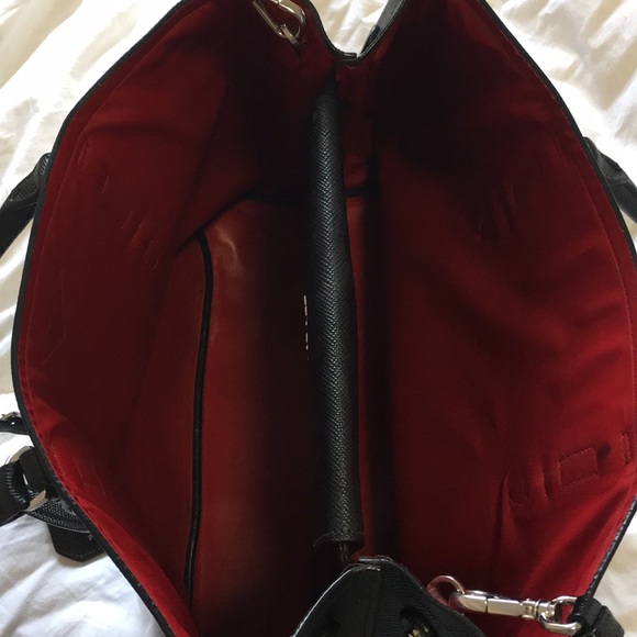 Prada Saffiano Cuir Medium Tote Bag, Black/Red - Picture 8 of 11